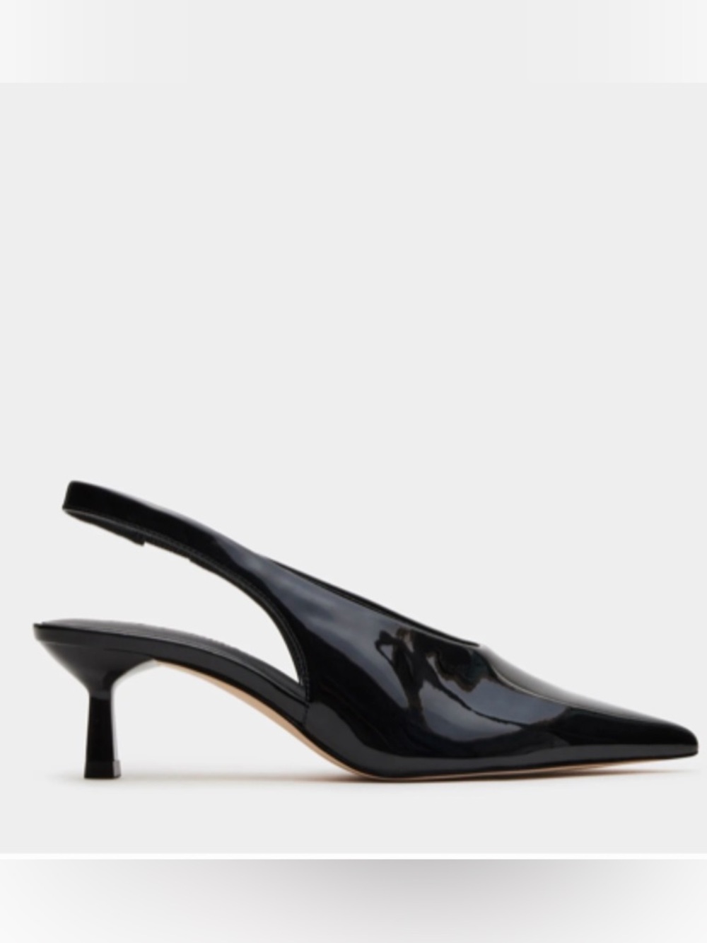 Steve Madden Monroe Black Patent Pointed Slingback Kitten Heel Pump
